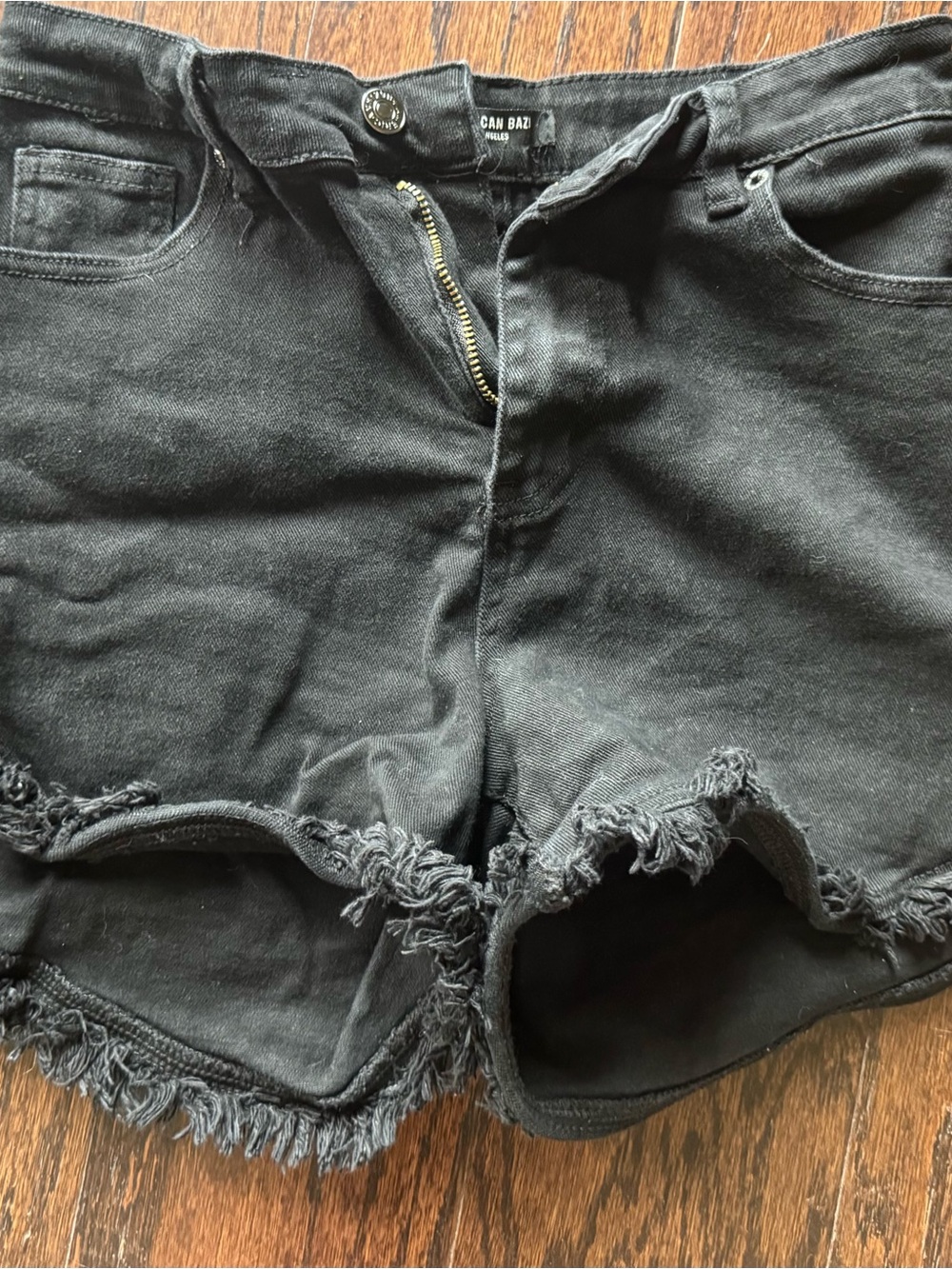 American Bazi Black Distressed Denim Shorts